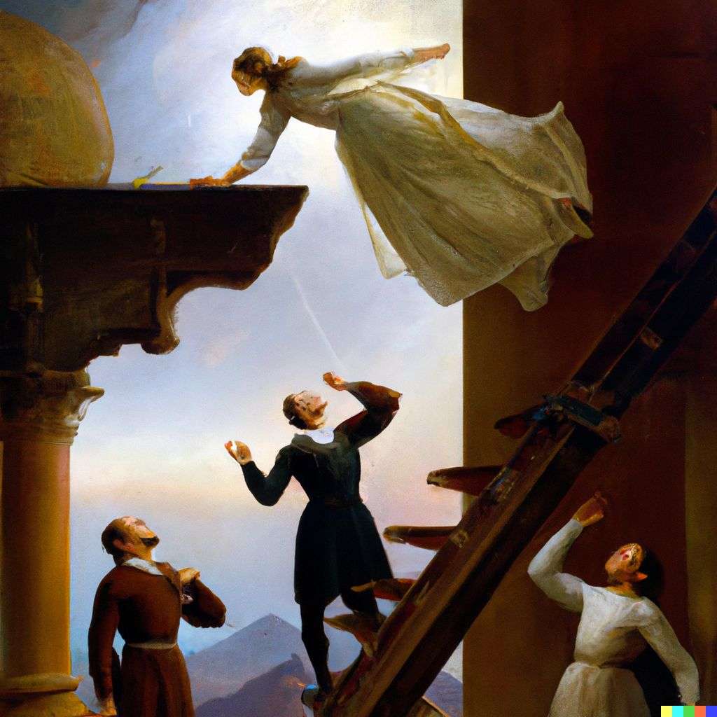 the discovery of gravity, painting by Edmund Blair Leighton